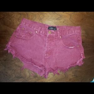 Mustard Seed Purple Jean Frayed Short Shorts